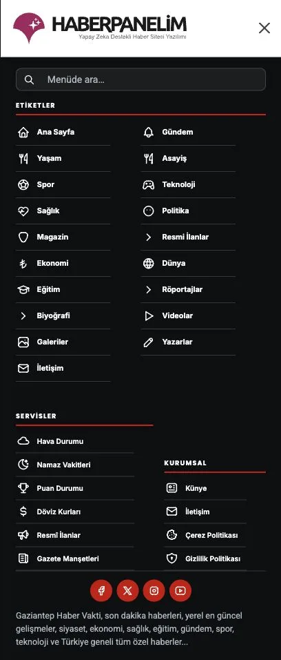 Mobile Menu — Full Dark