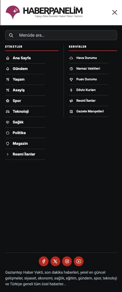 Mobile Menu — Standard Dark
