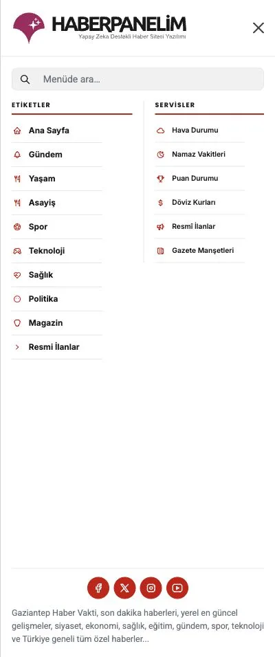 Mobile Menu — Standard Light